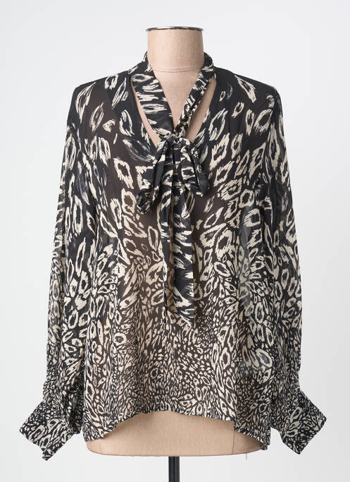 Blouse poignets boutonnés avec fente manches longues noir MOLLY BRACKEN femme