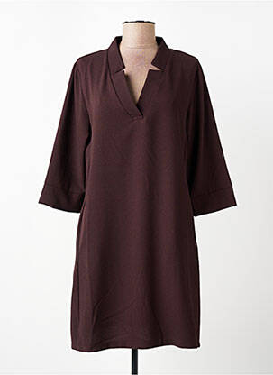 Robe courte manches 3/4 manches 3/4 marron PAKO LITTO femme