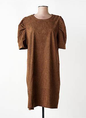 Robe mi-longue manches courtes manches courtes marron MOLLY BRACKEN femme