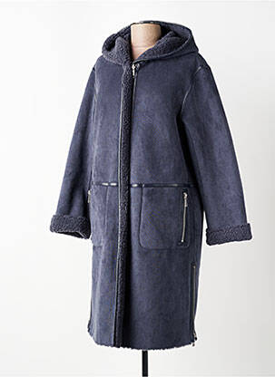 Manteau long coupe cintrée sans capuche bleu RINO & PELLE femme