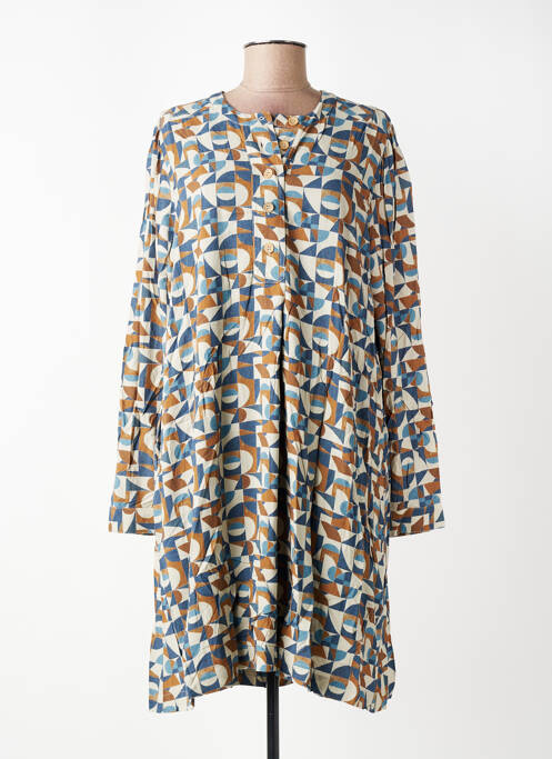 Robe mi-longue manches longues manches longues bleu INDI & COLD femme