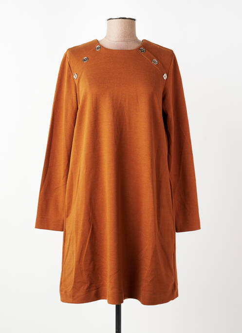 Robe courte manches longues manches longues marron LA FEE MARABOUTEE femme