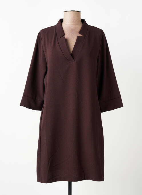 Robe courte manches 3/4 manches 3/4 marron PAKO LITTO femme