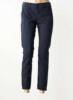 Pantalon chino fermeture zippée sous rabat boutonné taille normale bleu HAPPY femme