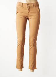 Pantalon chino fermeture zippée sous rabat boutonné taille normale marron HAPPY femme