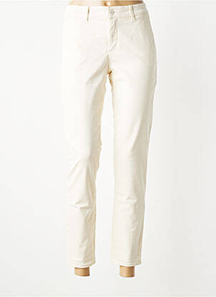 Pantalon chino fermeture zippée sous rabat boutonné taille normale beige HAPPY femme