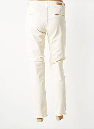 Pantalon chino fermeture zippée sous rabat boutonné taille normale beige HAPPY femme