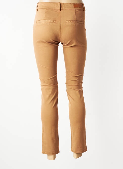 Pantalon chino fermeture zippée sous rabat boutonné taille normale marron HAPPY femme