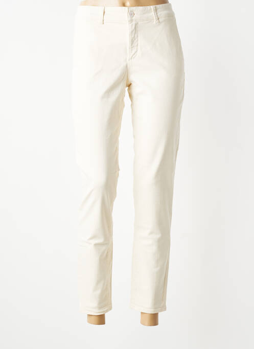 Pantalon chino fermeture zippée sous rabat boutonné taille normale beige HAPPY femme
