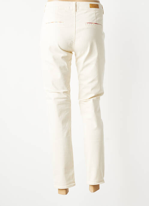 Pantalon chino fermeture zippée sous rabat boutonné taille normale beige HAPPY femme