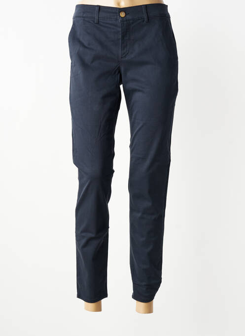 Pantalon chino fermeture zippée sous rabat boutonné taille normale bleu HAPPY femme