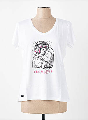 T-shirt sérigraphie floquée manches courtes blanc ROSE GARDEN femme