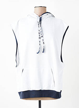 Sweat-shirt à capuche col rond sans manche blanc ET D'EMIE homme