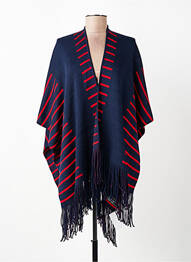 Poncho col châle bleu ET D'EMIE femme