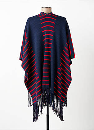 Poncho col châle bleu ET D'EMIE femme