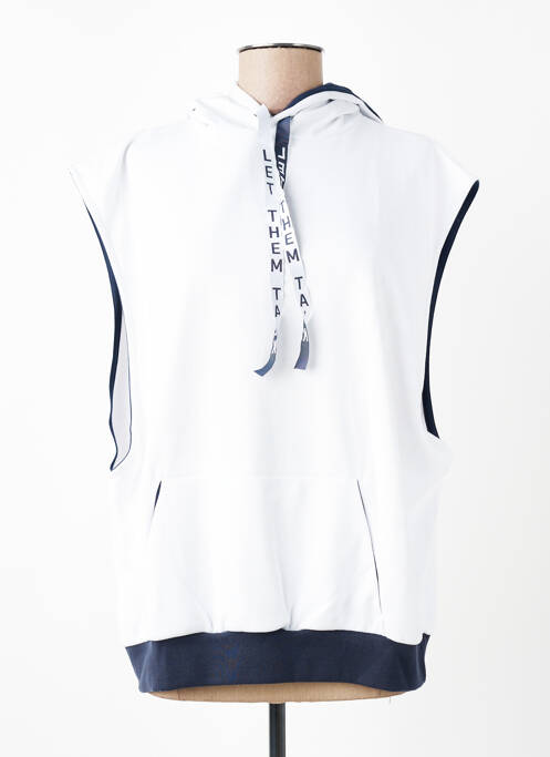 Sweat-shirt à capuche col rond sans manche blanc ET D'EMIE homme