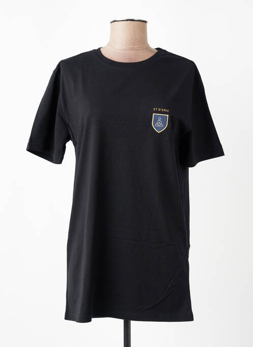 T-shirt coupe droite manches courtes noir ET D'EMIE femme