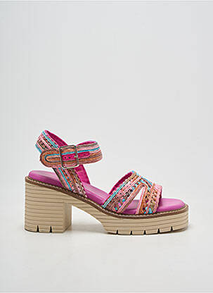 Sandales/nu pieds semi compensé talon de 7 à 9cm rose SOFTWAVES femme