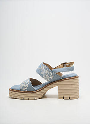 Sandales/nu pieds semi compensé talon de 7 à 9cm bleu SOFTWAVES femme