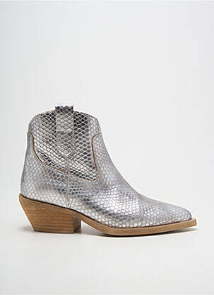 Bottines/boots tissage satiné talon de 4 à 6cm argent ALPE femme