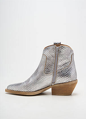 Bottines/boots tissage satiné talon de 4 à 6cm argent ALPE femme