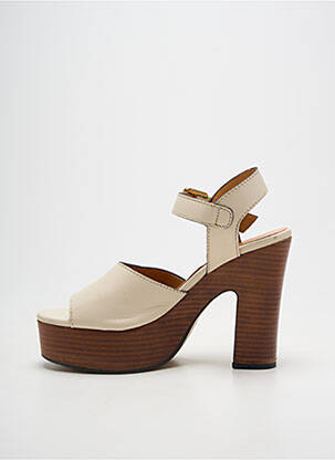 Sandales/nu pieds semi compensé talon haut de 10cm et plus beige ALPE femme