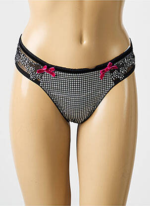 Tanga effet matière satinée noir LOU femme