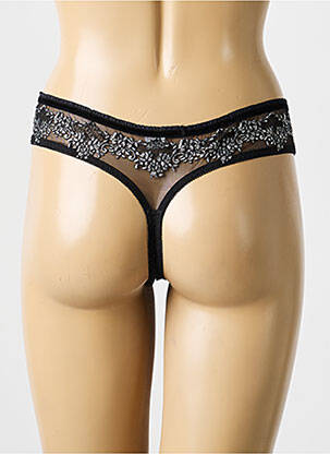Tanga effet matière satinée noir LOU femme