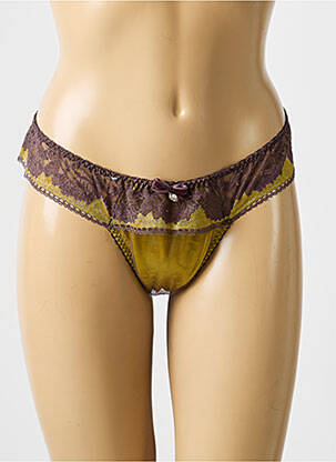 Tanga effet matière satinée vert LEJABY femme
