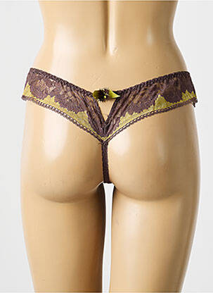 Tanga effet matière satinée vert LEJABY femme