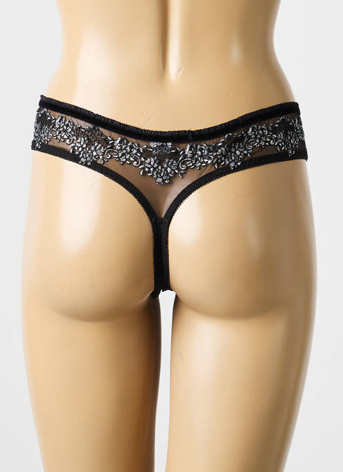 Tanga effet matière satinée noir LOU femme