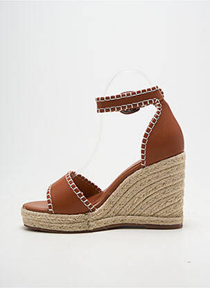 Espadrilles tissage satiné talon haut de 10cm et plus marron SUNCOO femme