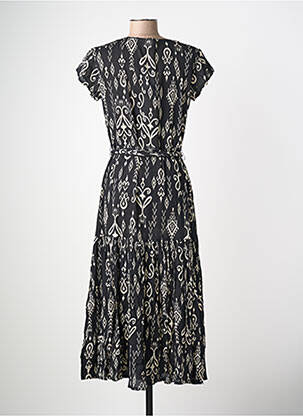 Robe longue imprimé fantaisie manches courtes noir POMODORO femme