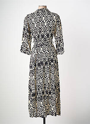 Robe longue imprimé fantaisie manches 3/4 noir POMODORO femme