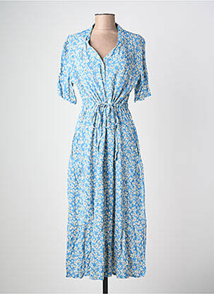 Robe longue manches courtes manches courtes bleu POMODORO femme