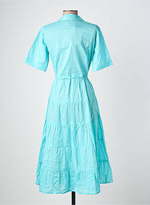 Robe mi-longue manches courtes manches courtes bleu POMODORO femme