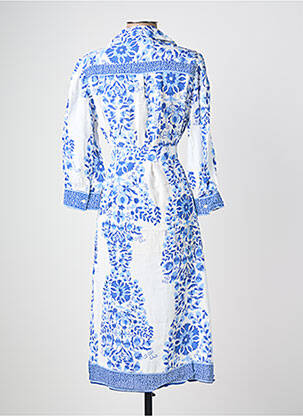 Robe mi-longue imprimé fleurs manches 3/4 bleu POMODORO femme
