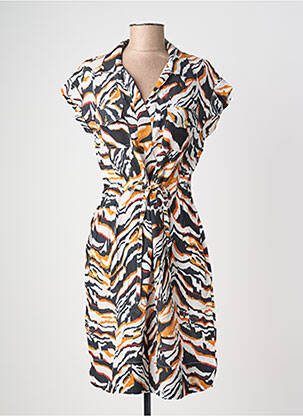 Robe mi-longue tissage crêpe manches courtes orange POMODORO femme
