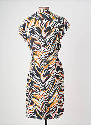 Robe mi-longue tissage crêpe manches courtes orange POMODORO femme