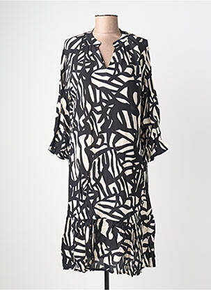 Robe mi-longue coupe fluide manches 3/4 noir POMODORO femme