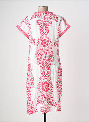 Robe mi-longue imprimé fleurs manches courtes rose POMODORO femme