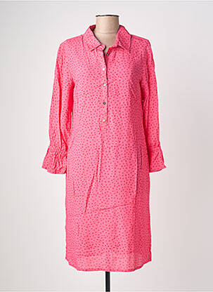 Robe mi-longue coupe fluide manches longues rose POMODORO femme