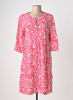 Robe mi-longue coupe fluide manches 3/4 rose POMODORO femme