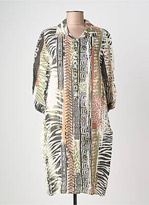 Robe mi-longue manches 3/4 manches 3/4 beige POMODORO femme
