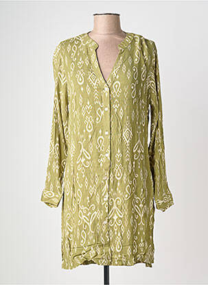 Tunique manches longues tissage crêpe vert IMPETUS femme