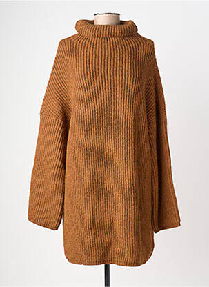 Robe pull resserrée sur le bas manches longues marron DRESS ADDICT femme