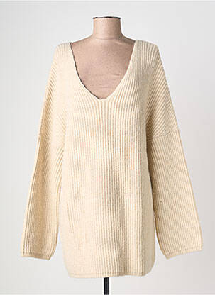 Pull tunique stretch manches longues beige DRESS ADDICT femme