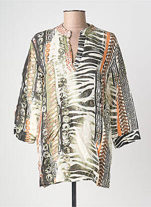 Tunique manches longues tissage crêpe vert POMODORO femme