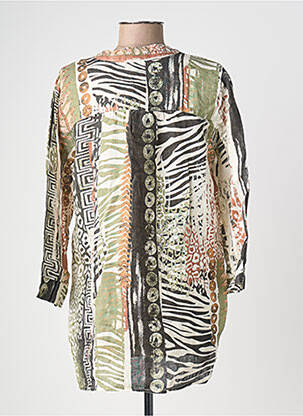 Tunique manches longues tissage crêpe vert POMODORO femme
