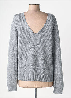 Pull tissage chiné manches longues gris DRESS ADDICT femme